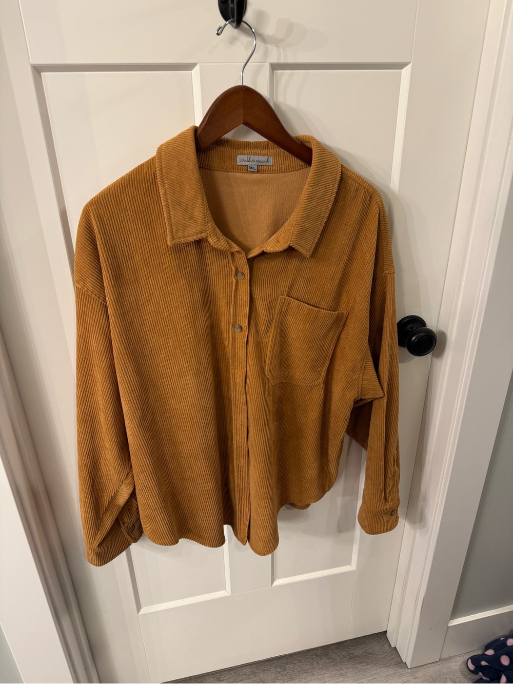 Women’s Corduroy Button-Up Shirt Jacket - Rust